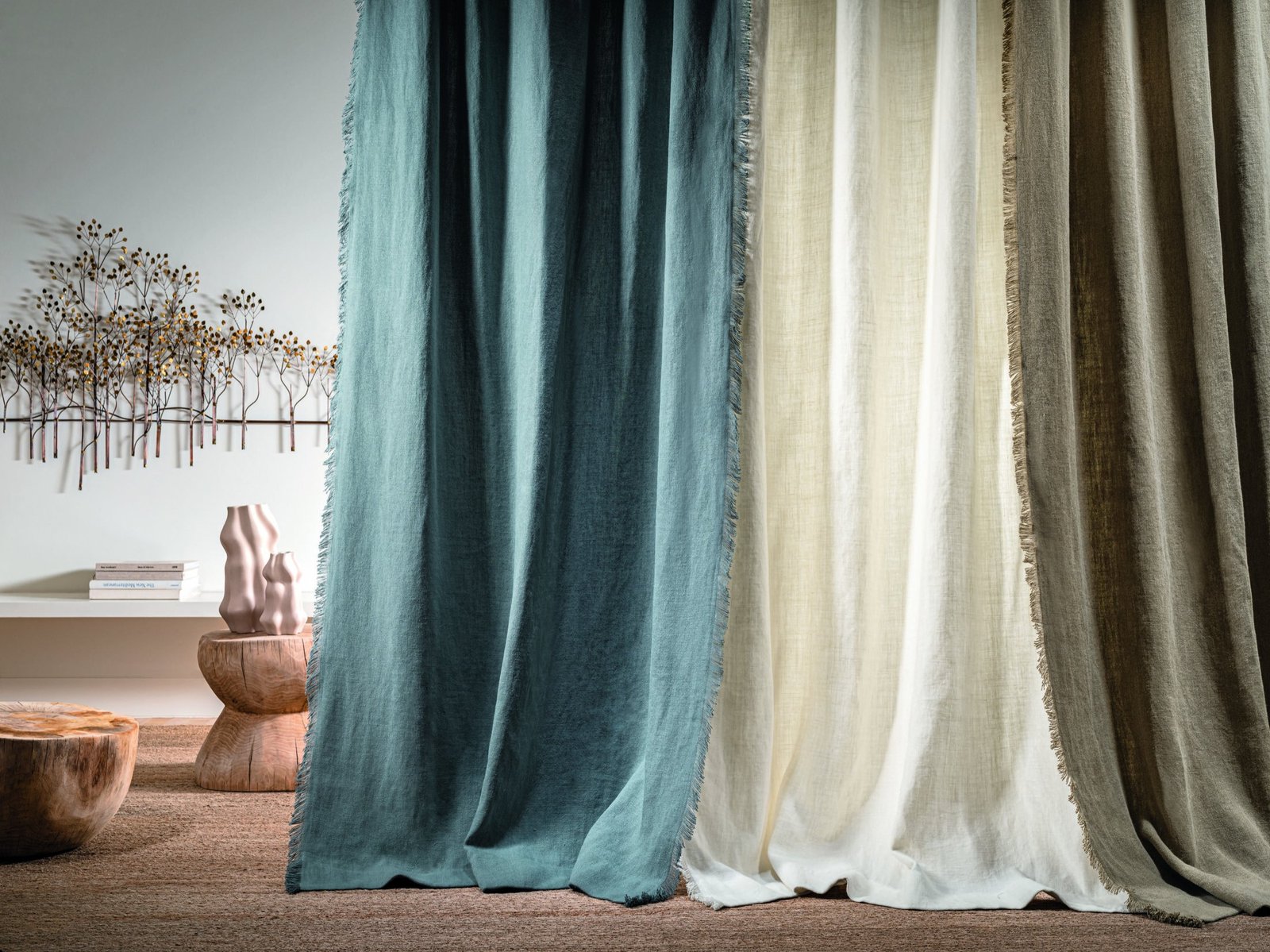 Rideaux en lin, ambiance showroom